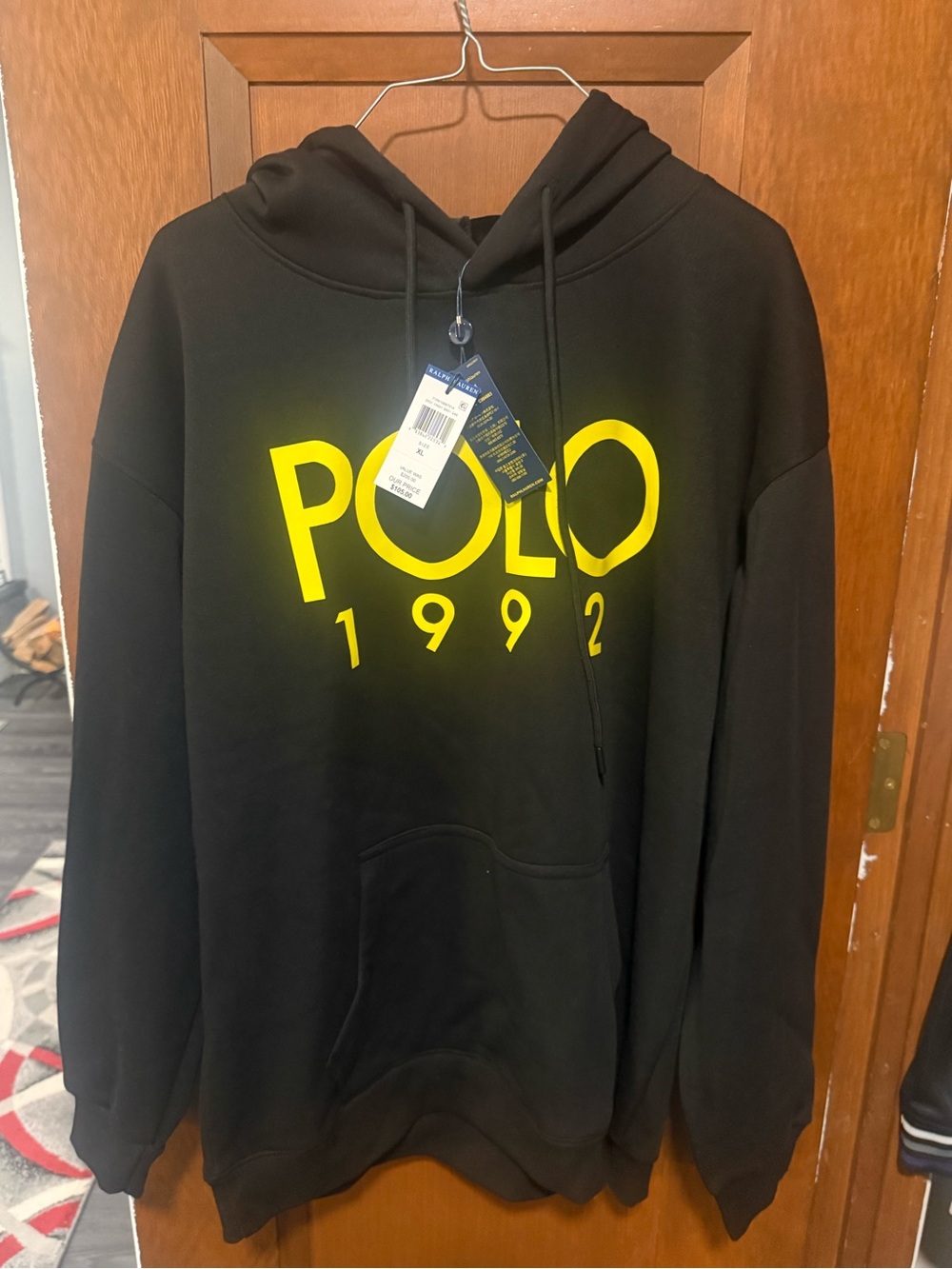 Polo by Ralph Lauren Black Hoodie with Yellow POLO 1992 Logo